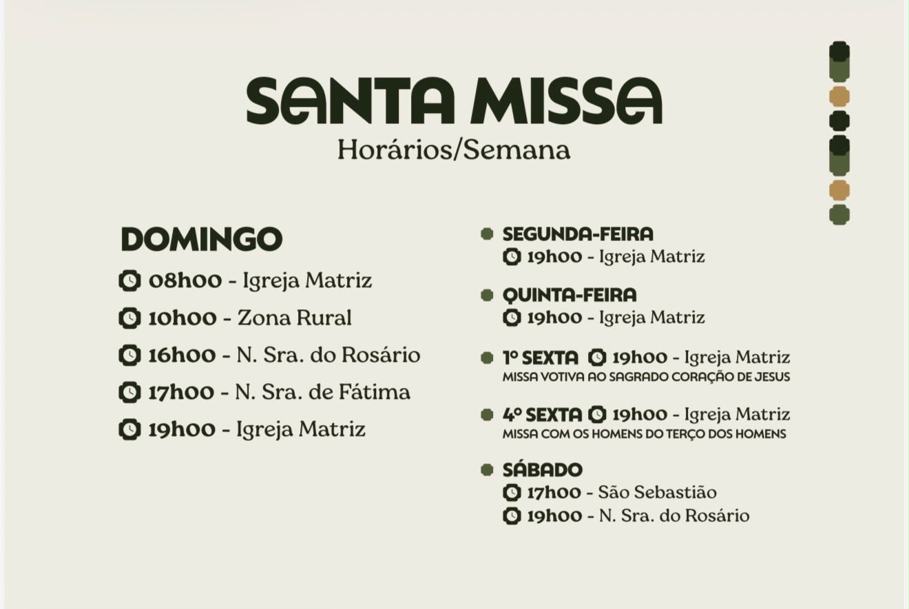 Arte oficial dos horários de missas