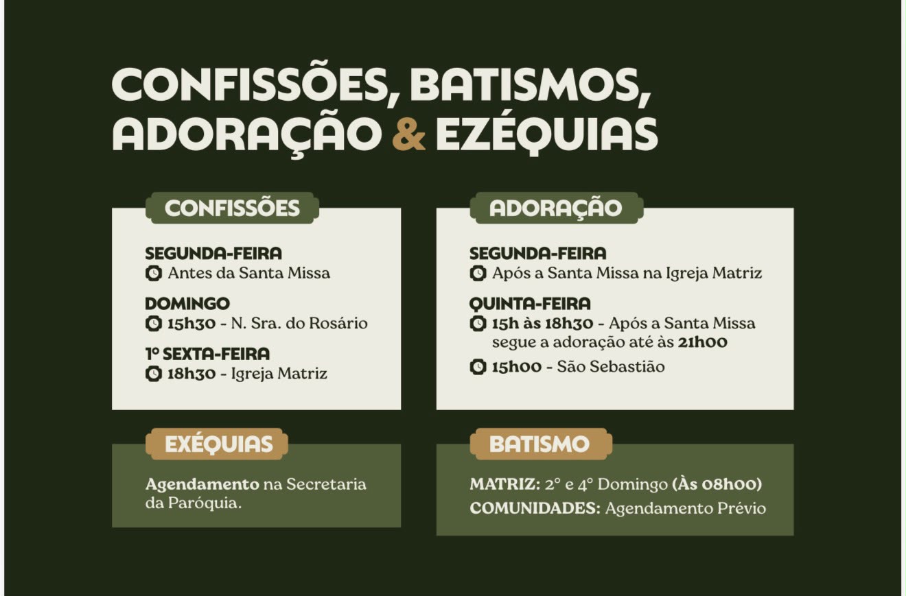 Arte oficial dos horários de confissões e batismo